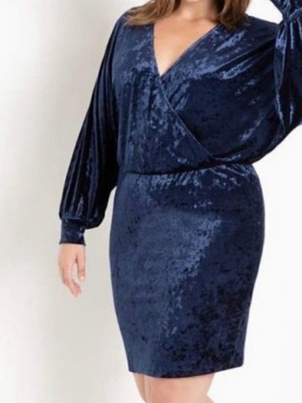 Eloquii Navy Blue crushed velvet dress Size 14